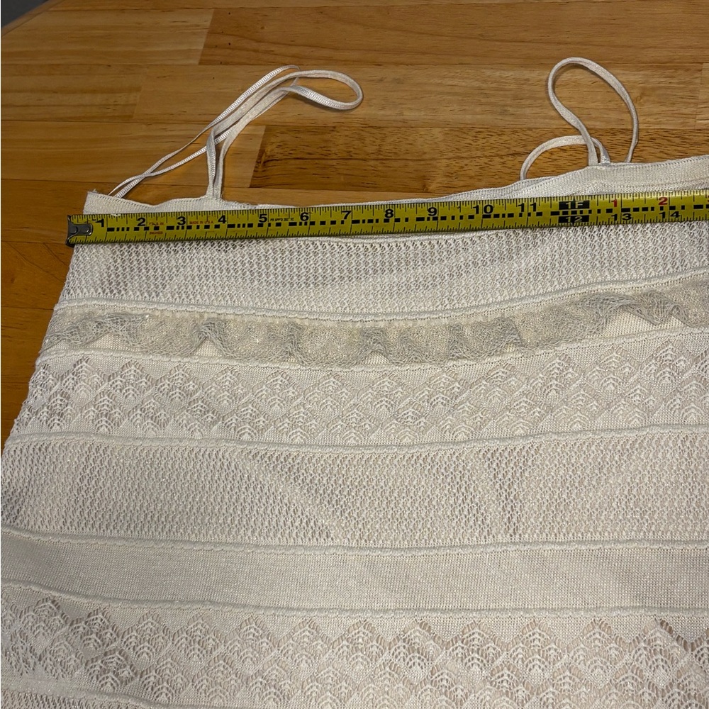 Zara cream white Crochet  Lace Knit Maxi Midi Dress Small Coastal Boho Chic - Picture 7 of 13